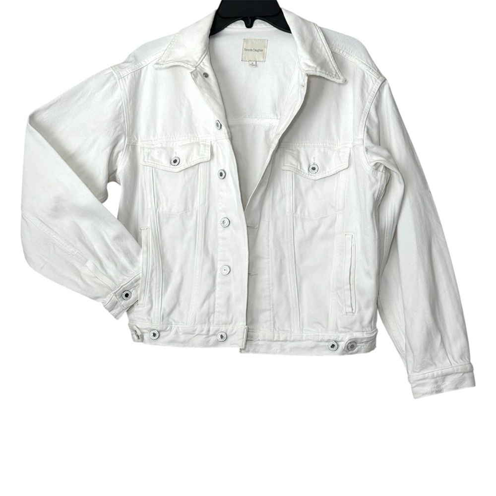 Anthropologie Favorite Daughter White Otto Boyfriend Jacket Rigid Denim size XS - Picture 7 of 16